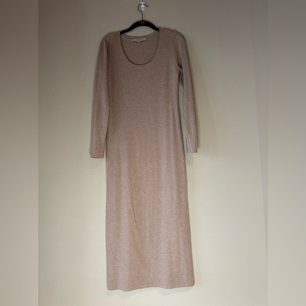 LOFT Long Sleeve Ribbed Sweater Style Maxi Midi Dress
